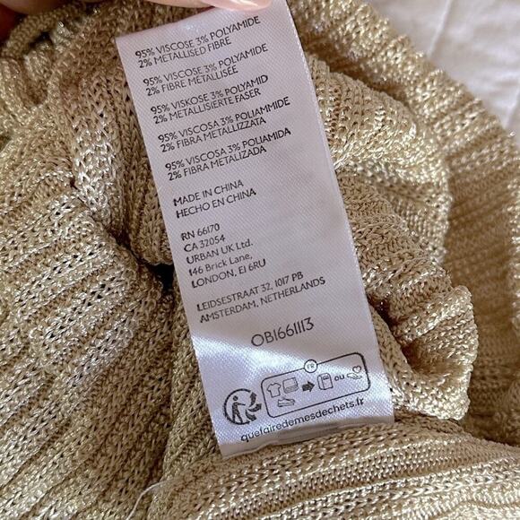 FREE PEOPLE Seascape Tank Vest NWT in Conch Combo Metallic Gold Cream Sz. Small - Picture 13 of 14